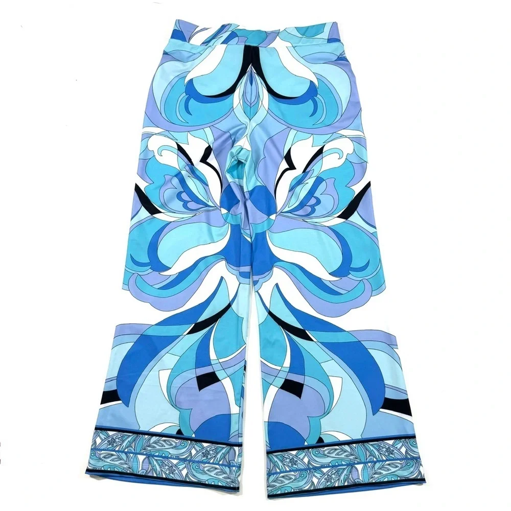 Boston Proper Ocean Abstract Border Print Palazzo Pant - Picture 3 of 9